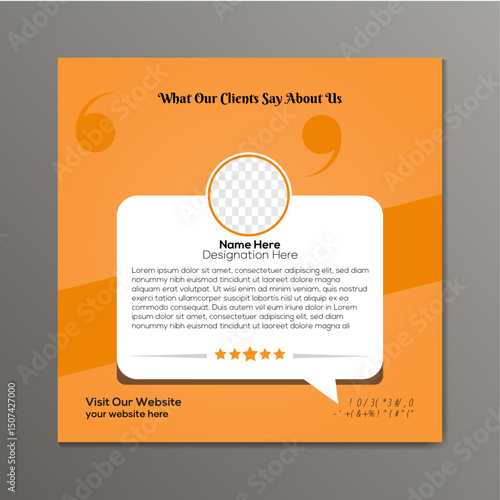 Professional testimonial and client feedback template design for social media post