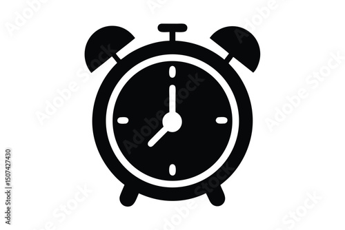Alarm Clock Line Art, Time Wake Up Graphic