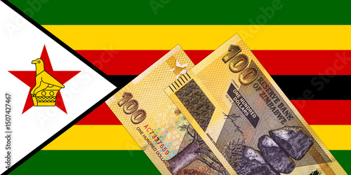 Fotografie Zimbabwe 100 dollar banknote, fragment for designers