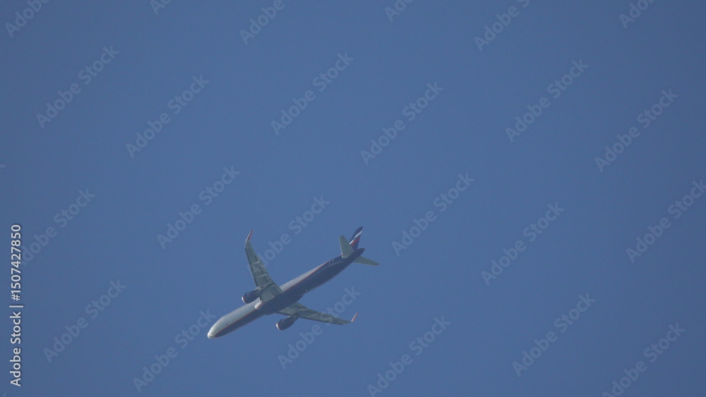 Airplane Flight Sky: Commercial Jet Airliner Ascending Clear Blue Sky Daytime Travel Airplane Flight Sky: Commercial Jet Airliner Ascending Clear Blue Sky Daytime Travel