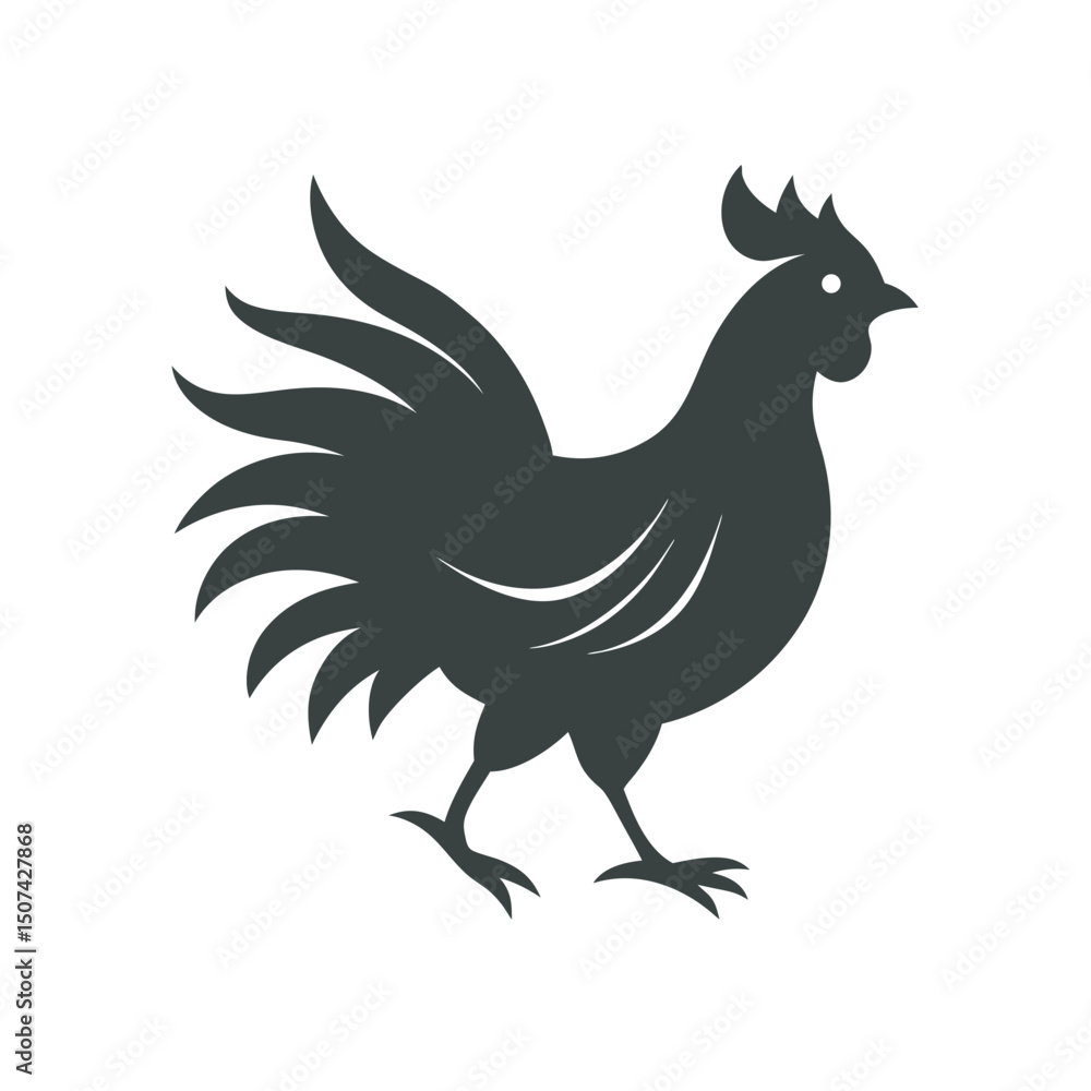 Fototapeta premium leghorn hen silhouette walking motion silhouette vector illustration