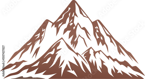 Mountain peak summit logo design. Outdoor hiking adventure icon. Alpine wilderness travel symbol. Vector illustration.