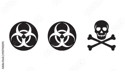Biohazard Symbol Skull and Crossbones Danger Warning Signs Graphic Design Elements
