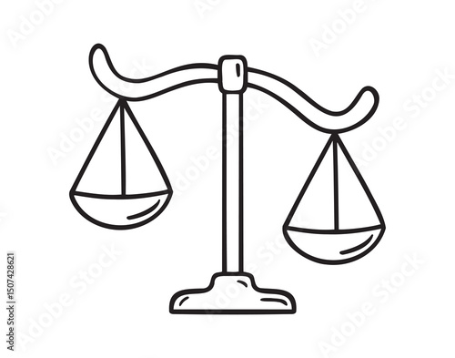 balance scale doodle hand drawn icon. Outline drawing unbalanced scales line clipart symbol