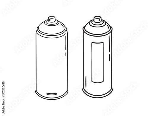 aerosol spray paint can stands doodle hand drawn icon. Outline drawing spray paint can line clipart symbol