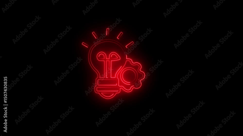 Neon glowing lightbulb with gear icon, symbolizing innovation, ideas, technology, and engineering solutions in a vibrant, futuristic neon style for creative and technical themes. Neon glowing lightbulb with gear icon, symbolizing innovation, ideas, technology, and engineering solutions in a vibrant, futuristic neon style for creative and technical themes.