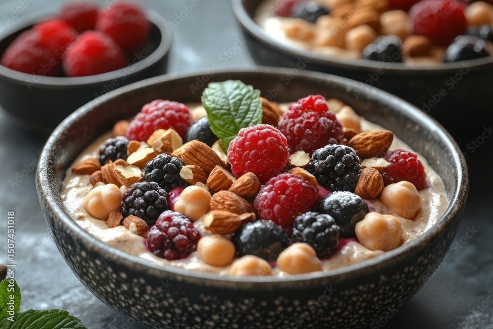 Chickpea Sweet Dessert with Nuts and Fresh Berries Chickpea Sweet Dessert with Nuts and Fresh Berries