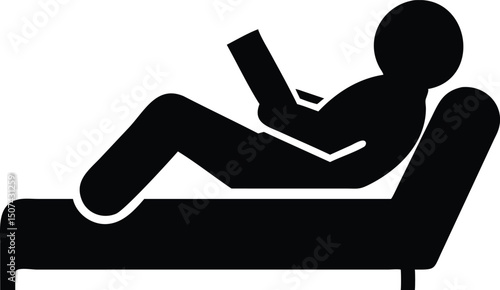 Relaxing Person Reading Book on Couch