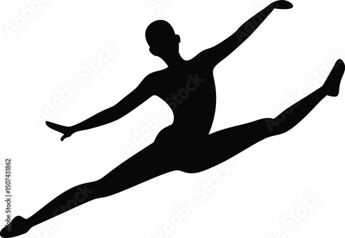 Gymnast Silhouette Split Leap Action Pose