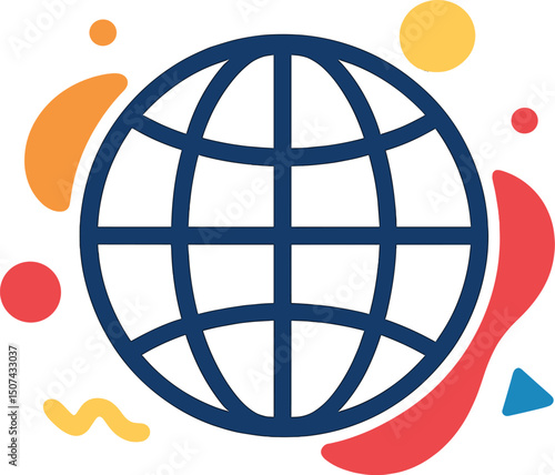 Global symbol for digital platforms and online applications represented through line art
