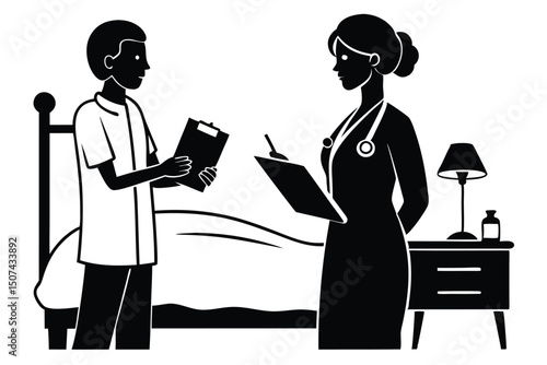 Doctor Patient Bedside Consultation Icon