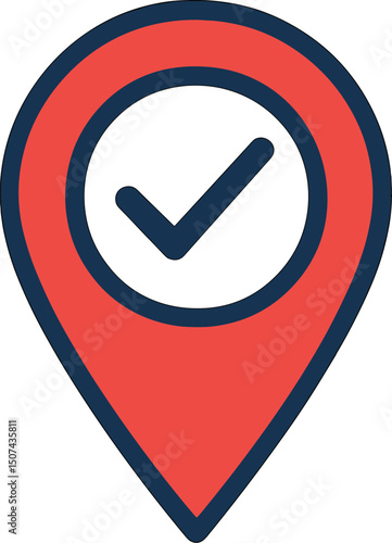 The GPS navigator is verifying a red pin on a white background
