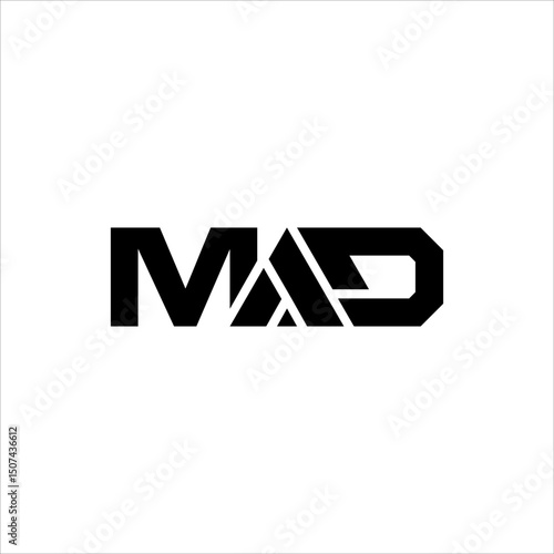Modern MAD Letter Logo Design Vector Illustration with Abstract Geomeric Symbol for Business Brand Identity Corporate Industrial or Technology Company Template
