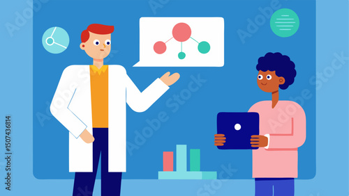 Patient Education An educational session where a group of patients is listening to a doctor explaining stem cell therapy benefits with visual aids and models being used.