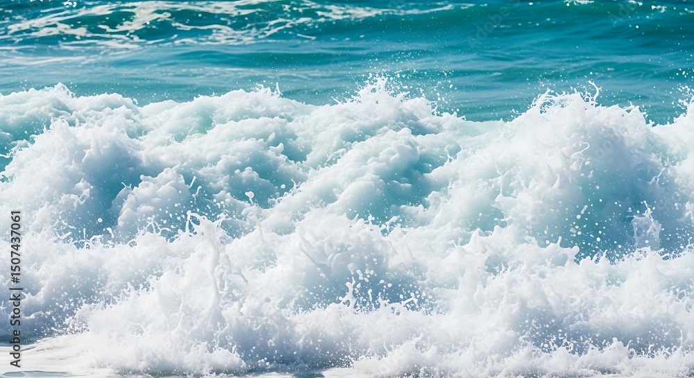 Obraz premium Waves crash against sandy shore