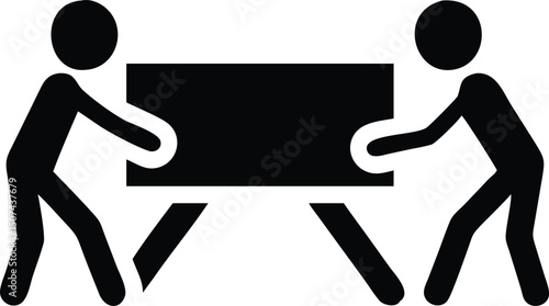 Teamwork Lifting Heavy Object Icon