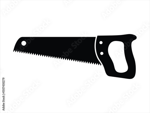 Hand saw icon black silhouette illustration