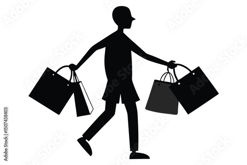 Man Shopping Bags Silhouette Walking Style