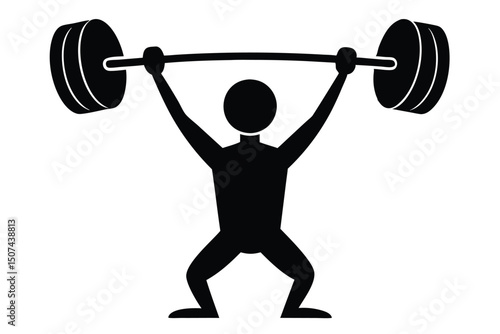 Weightlifter Silhouette Strong Fitness Gym Icon