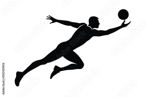 Athlete Catching Ball Silhouette Sport Action
