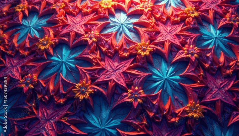 Intricate geometric shapes form complex, repeating designs , tessellation, op-art Intricate geometric shapes form complex, repeating designs , tessellation, op-art