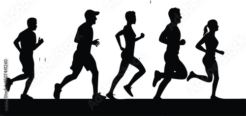 Runners Silhouettes Jogging Exercise Fitness