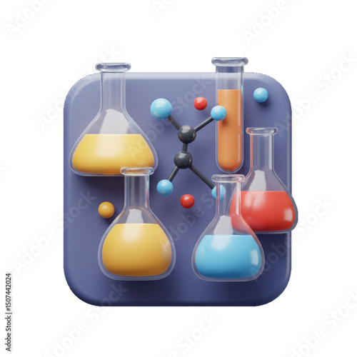 Multiple flasks and molecules.