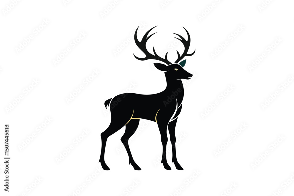 Obraz premium Deer silhouette vector art illustration horns. deer head silhouette on white background.