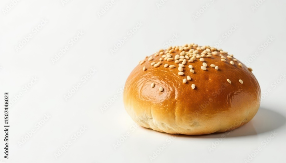 Perfectly round, sesame seed bun against white backdrop , roll, cuisine Perfectly round, sesame seed bun against white backdrop , roll, cuisine