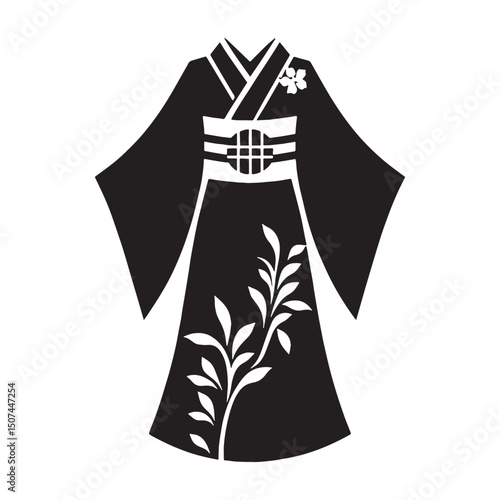 Refined silhouette vector of Furisode design – Furisode silhouette – Furisode vector – Furisode illustration – ladies dress silhouette – silhouette of Furisode – japanese dress silhouette

