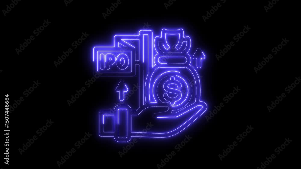 Glowing initial public offering concept with dollar symbol and hand for financial growth Glowing initial public offering concept with dollar symbol and hand for financial growth