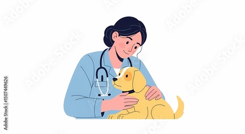 Veterinarian Petting Dog Shows Care and Affection During Checkup