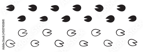 hoofprints leg touch stamp line set. flat dark black ink hand drawn footprint hooves retro art etch contour comic style. 