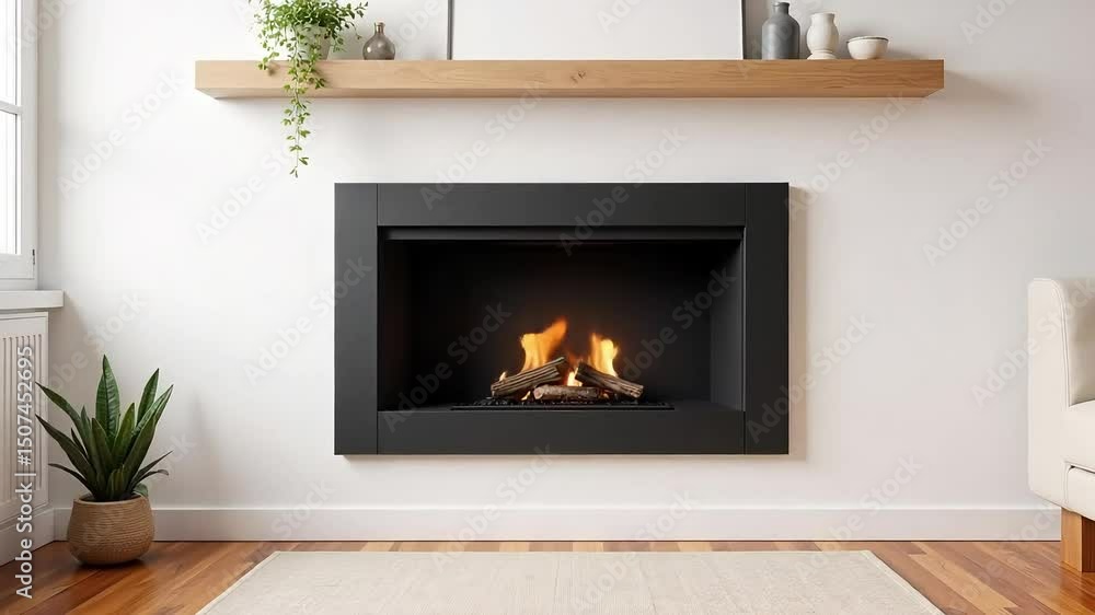 Modern Fireplace Design Cozy Living Room Interior Home Decor Fire Flames Warmth Modern Fireplace Design Cozy Living Room Interior Home Decor Fire Flames Warmth