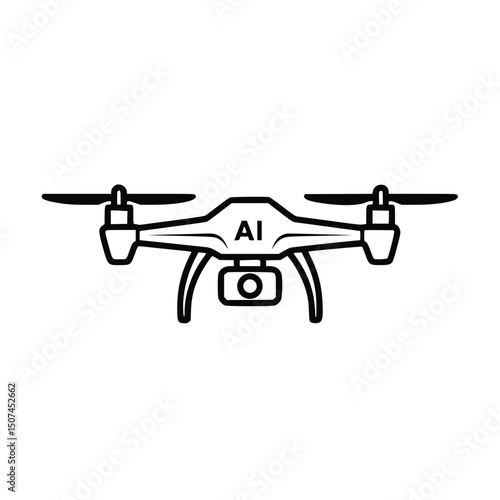 AI drone photography, ai technology, line art illustration, for technology websites