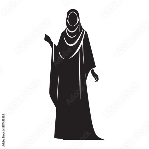 Iconic hijab silhouette vector form – hijab silhouette – hijab vector – hijab illustration – ladies dress silhouette – silhouette of hijab

