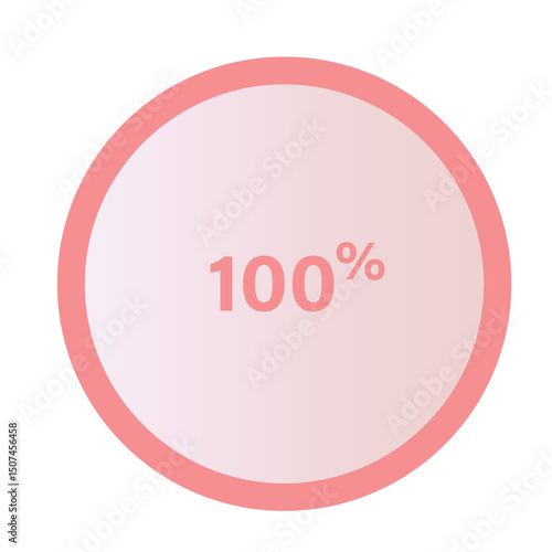 Donut chart showing 100% completion with soft gradient. Ideal for full progress visualization, analytics, and infographics
