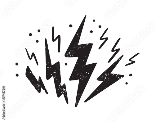 electric lightning or thunder bolt doodle style icon. silhouette lightning clipart symbol