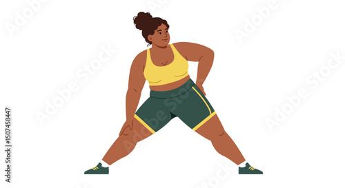 Woman stretching legs in sportswear performing fitness exercise for healthy lifestyle and wellness 