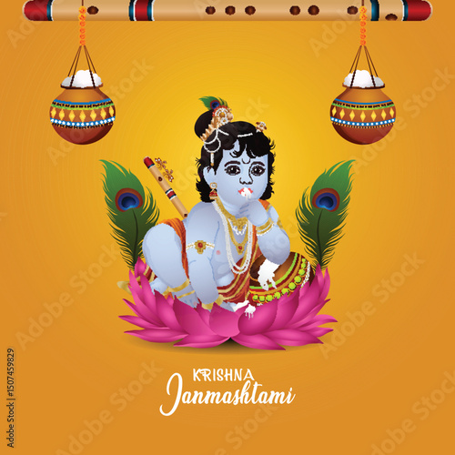 Indian festival happy krishna janmashtami banner