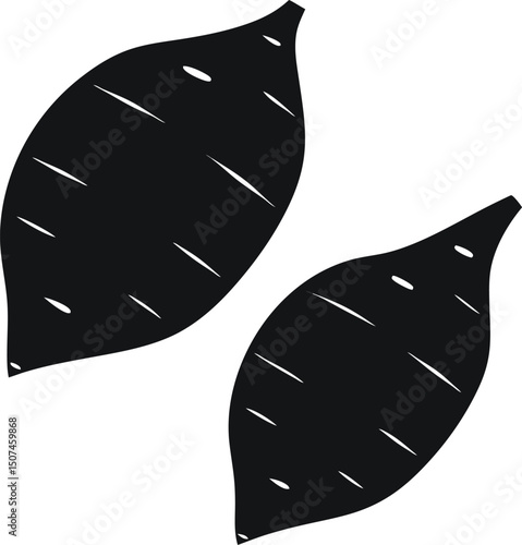 Minimal Sweet Potato Silhouette on transparent background