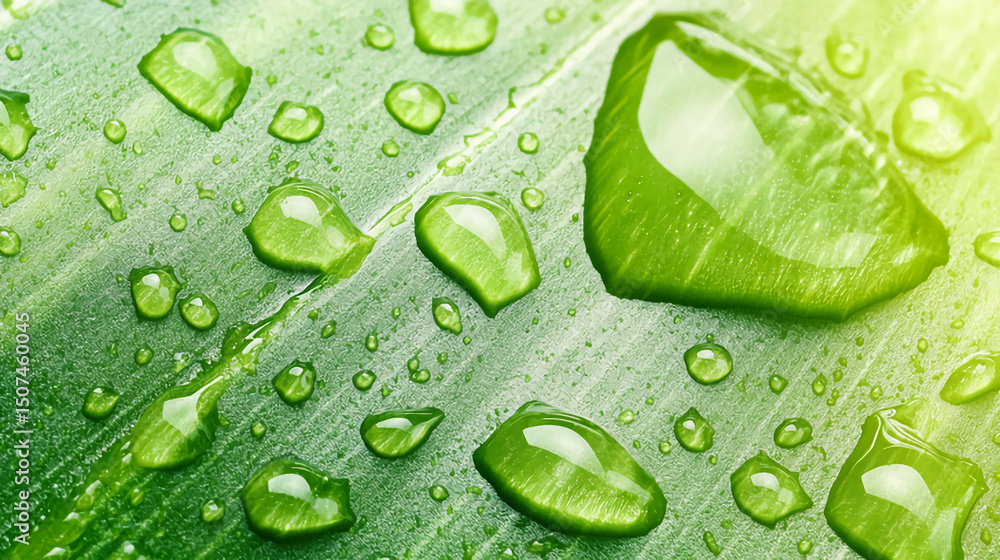 Fototapeta premium green leaf with drops of water