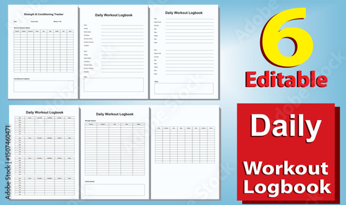Workout Logbook Template – Printable Fitness Planner | Daily Gym Journal for Strength, Cardio, Progress & Goals Tracking