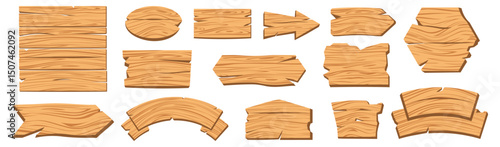Wooden Banner Vector Set.Wooden Signboard Collection.