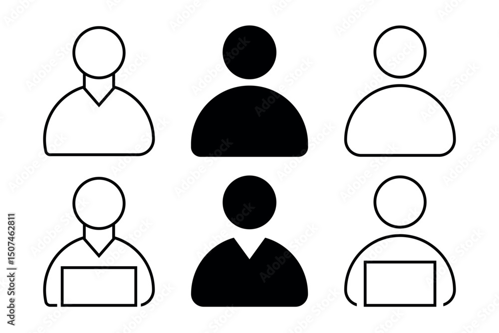 Collection of User Profile Icons in Various Styles Collection of User Profile Icons in Various Styles