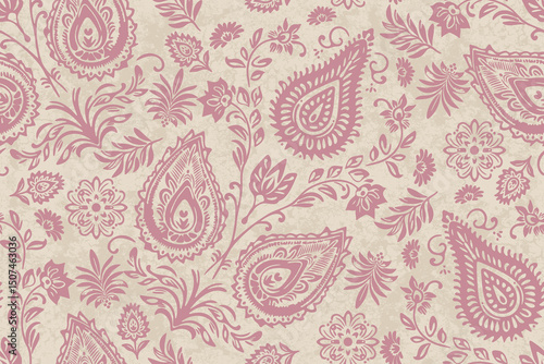 Ikat floral paisley embroidery seamless pattern.Ethnic motifs African boho flower, Oriental traditional. Aztec style abstract damask vector illustration. Design for fabric, clothing, textile, deco