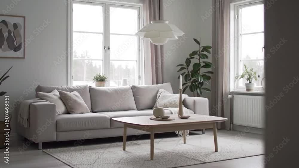Modern minimalist Scandinavian living room, natural lighting, ultra HD, soft tones, cozy atmosphere Modern minimalist Scandinavian living room, natural lighting, ultra HD, soft tones, cozy atmosphere