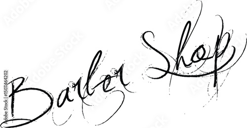Barber shop sign with elegant hand lettering and flourishes