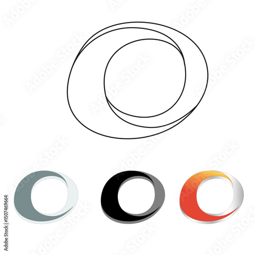ellipse vector icons, line icons, black with light black, dark white with light white and orange with light white