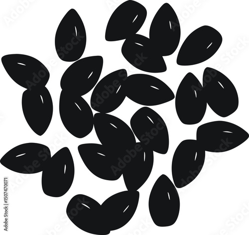 Silhouette of Scattered Almonds A High-Resolution Vector Illustration of Nuts